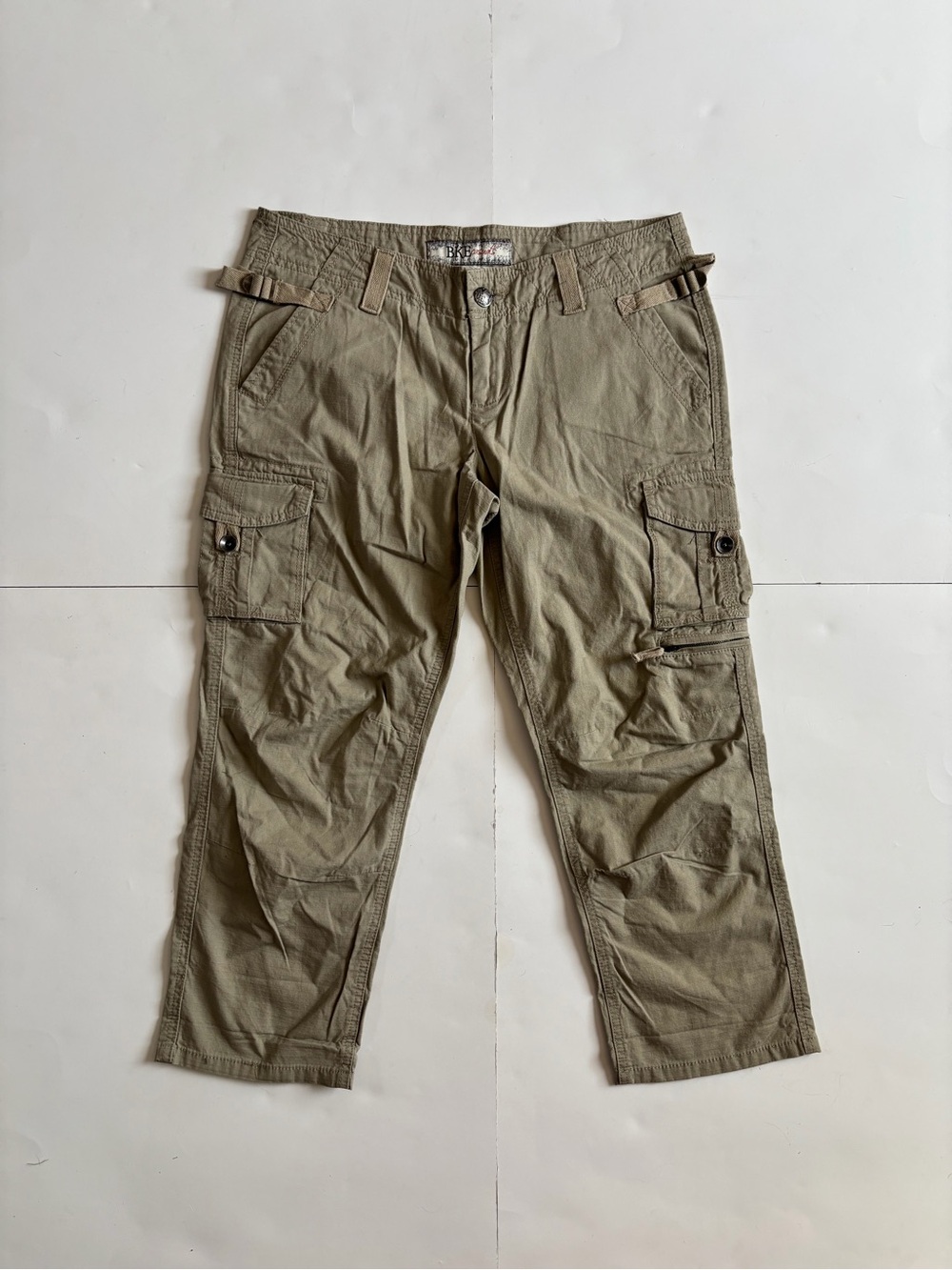 BKE Women's Straight-Leg Cargo Pants - Khaki Olive